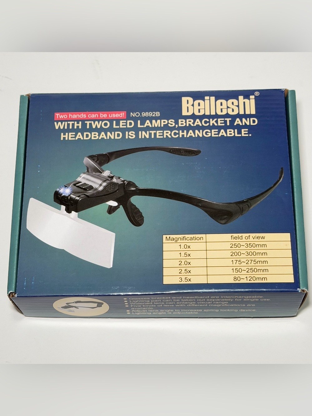 Beileshi LED Headband Magnifier Glasses with 5 Lenses